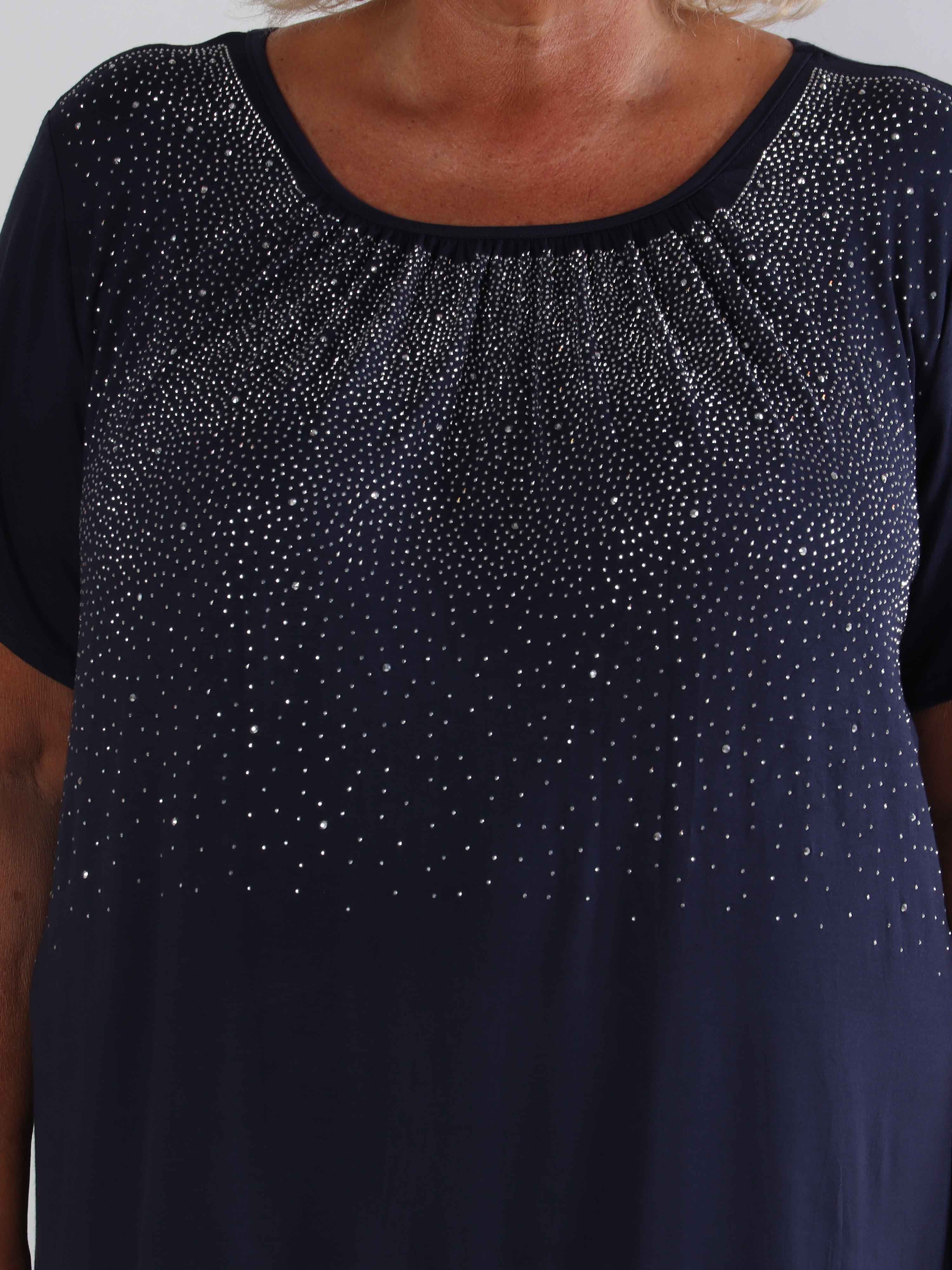Miravi Sparkle - Løs plus size kjole i elastisk stof med similisten
